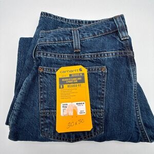 Carhartt BD4942-M Mens Flannel Lined Relaxed Fit 5-Pocket Jeans Blue 30x30 NWT